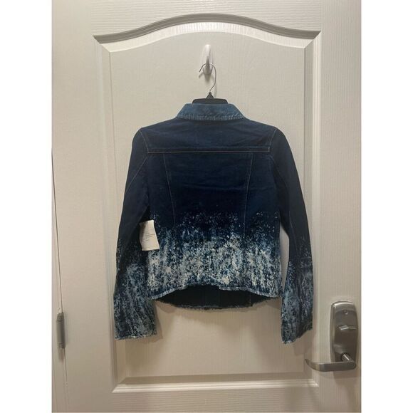 BNCI by blanc noir PAINT SPLATTER-DETAIL DENIM JACKET IN Blue Women’s size S - Picture 2 of 3